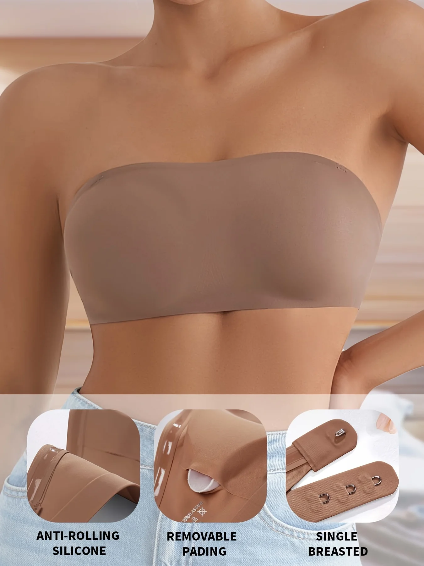 1 pièce/3 pièces/paquet nouveau Design amovible rembourré doux glace soie sans trace femmes sans fil sans couture soutien - gorge pour femmes soutien - gorge sans bretelles - Miniature 3
