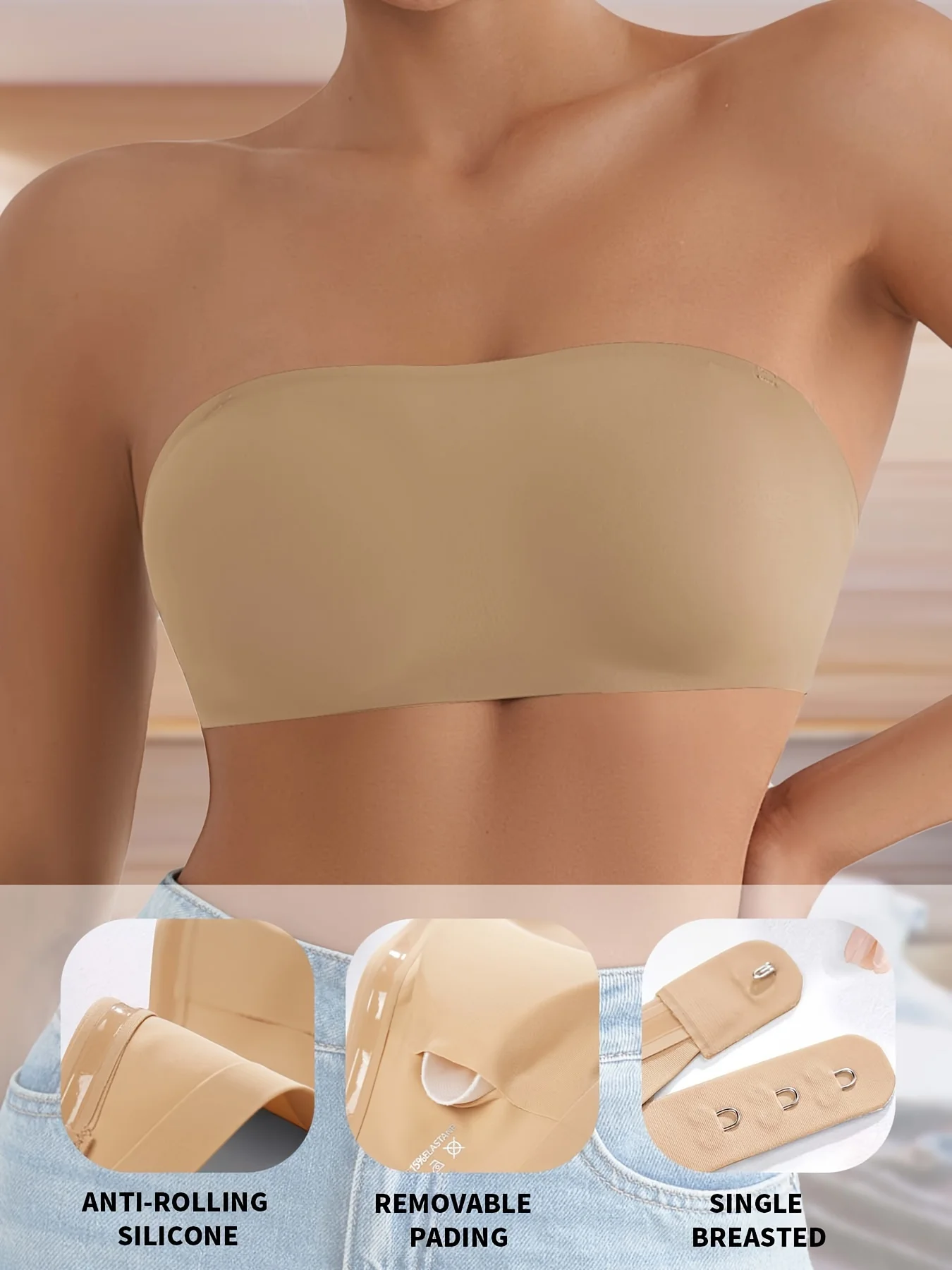 1 pièce/3 pièces/paquet nouveau Design amovible rembourré doux glace soie sans trace femmes sans fil sans couture soutien - gorge pour femmes soutien - gorge sans bretelles - Miniature 4