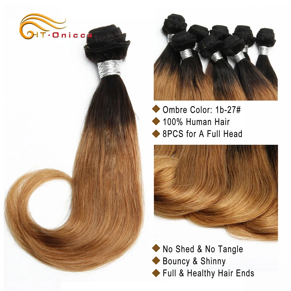 Bundles brésiliens de cheveux humains bouclés pour femmes, Ombre, Bob, Extensions, T1b, 27, 30, 8 Bundles - Miniature 5