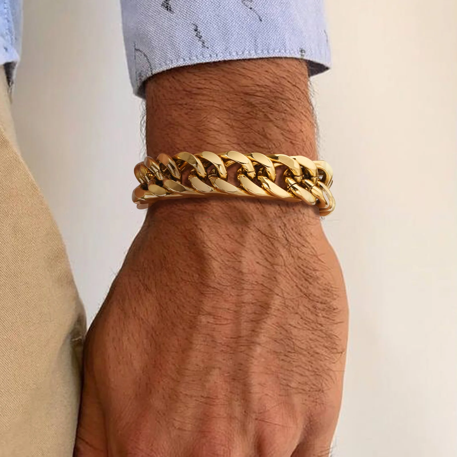 Vnox - Bracelets cubains en acier inoxydable pour hommes, 10/12/15mm de largeur, bijoux hip hop pour garçons - Image 1