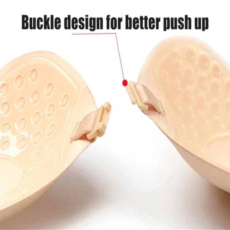 1/2 pièces réutilisable Silicone buste mamelon couverture Pasties autocollants mangue sein auto - adhésif Invisible ascenseur bande Push Up soutien - gorge sans bretelles - Miniature 5