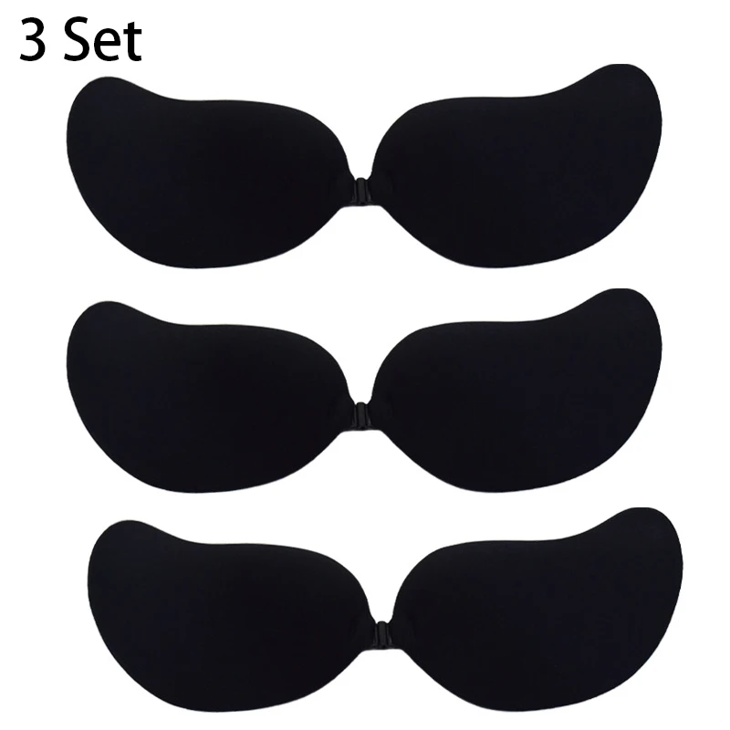Soutien - gorge Push Up Invisible pour femmes, 3 pièces, dos nu, sans bretelles, sans couture, fermeture frontale, sous - vêtements Bralette, coussinet de soutien - gorge auto - adhésif en Silicone - Miniature 7