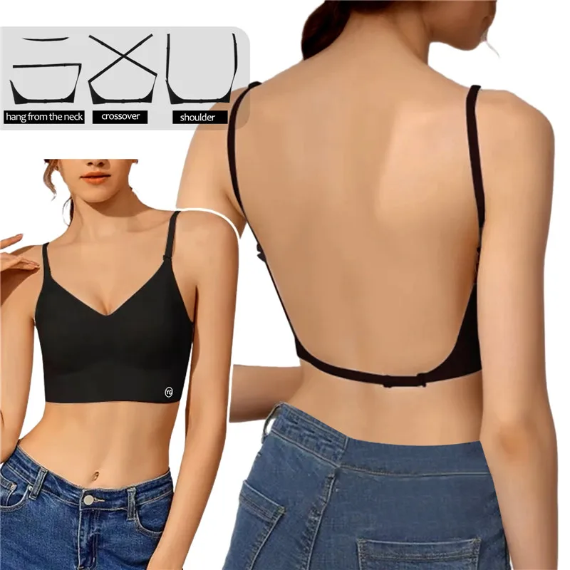 Soutien - gorge Push Up Invisible, dos nu, Sexy, pour femmes, coupe basse, plongeant, dos ouvert, sous - vêtements de mariage, Lingerie sans couture, 2024 - Miniature 7