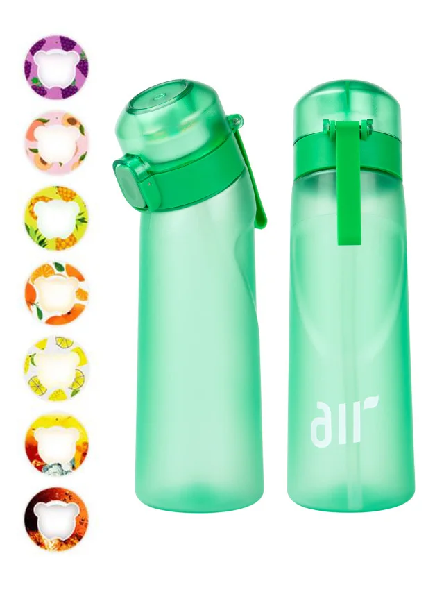 1 bouteille d'eau à air avec 1 dosette de saveur aléatoire portable transparente avec paille anti - fuite adaptée aux sports de plein air - Miniature 16