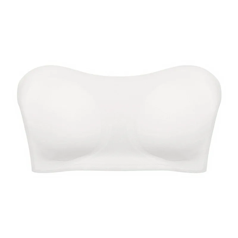 Soutien - gorge sans bretelles sans couture pour femmes, rembourré amovible, haut en soie glacée douce, sous - vêtements sans bretelles, sûr, antidérapant, Push Up, haut tubulaire Sexy - Miniature 7