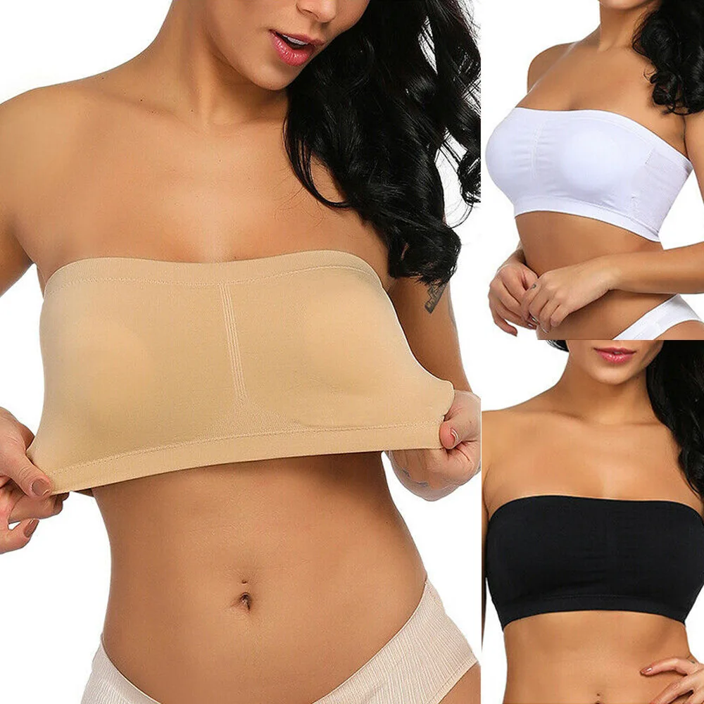 1 pièces soutien - gorge femme grande taille soutien - gorge sans bretelles mince coussin de poitrine amovible haut extensible sans couture soutien - gorge Invisible S - 6XL - Miniature 2