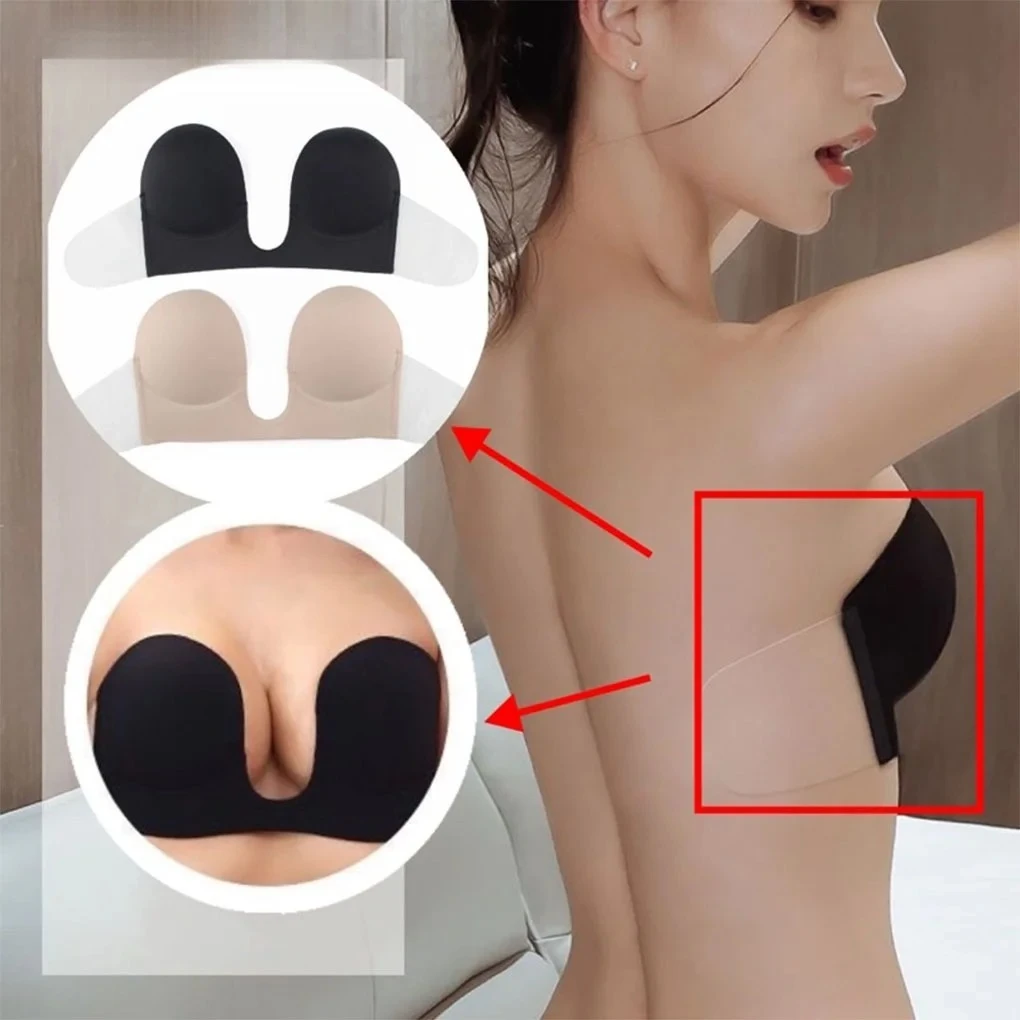 Soutien - gorge Push Up Invisible en Silicone, sans bretelles, robe de soirée de mariage, soutien - gorge collant, brassière respirante, sous - vêtements en U profond - Image 1