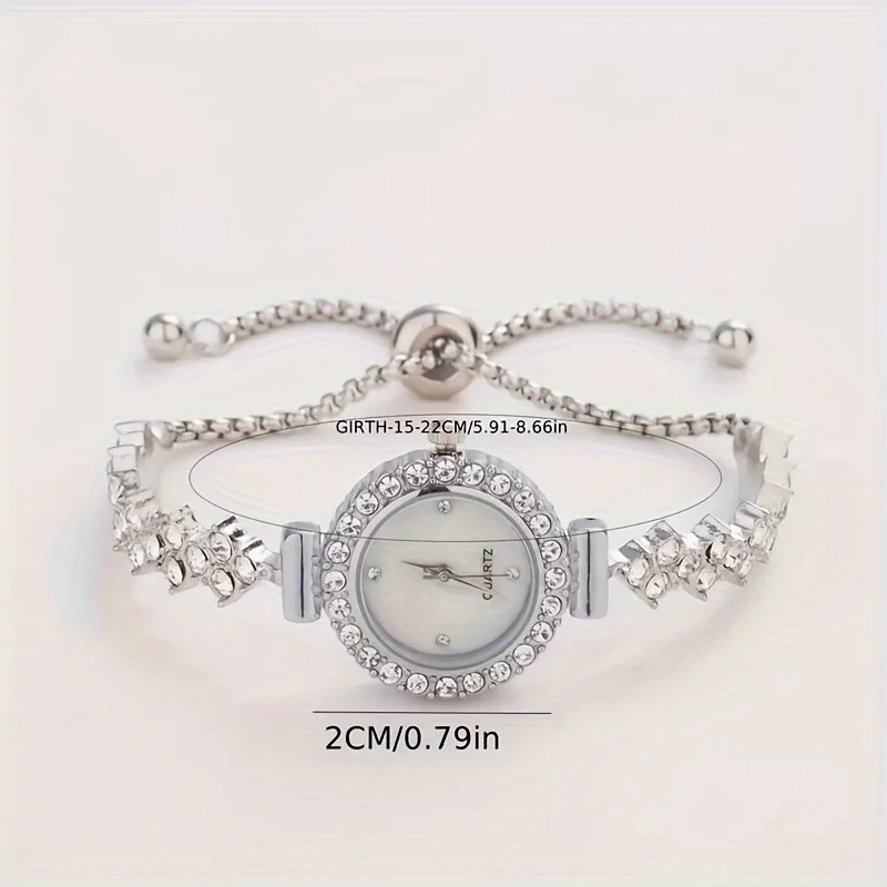 1 pièce d'une montre à quartz élégante pour femme, associée à une luxueuse embellissement de strass - bracelet simulé en or - Miniature 6