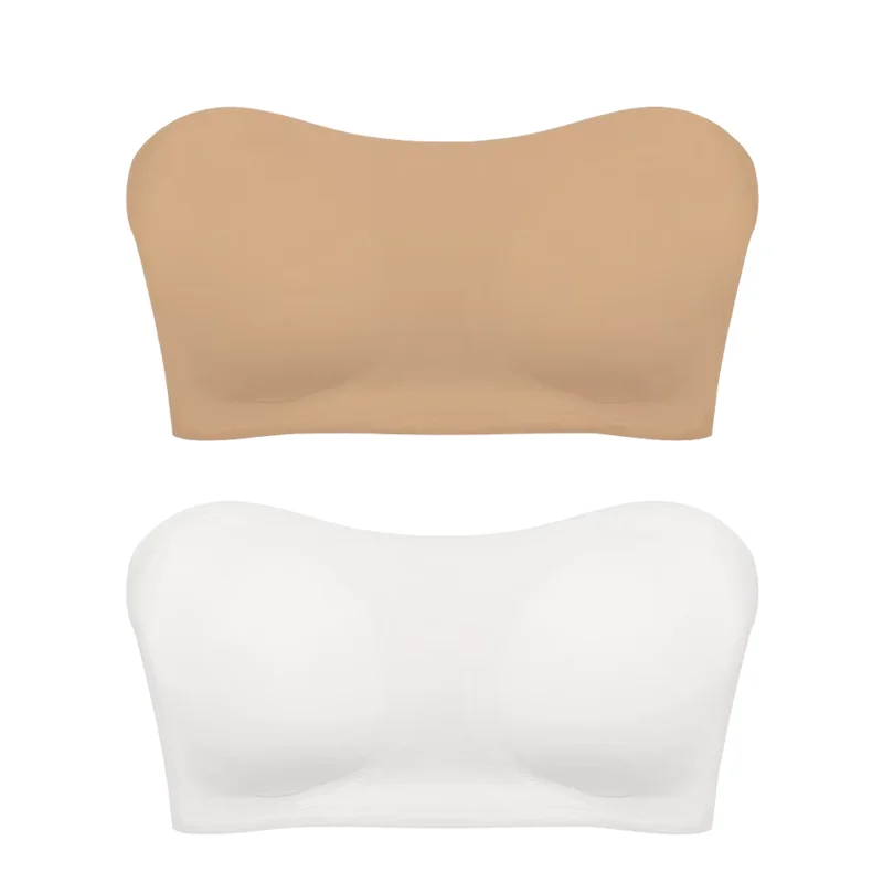 Soutien - gorge sans bretelles sans couture pour femmes, rembourré amovible, haut en soie glacée douce, sous - vêtements sans bretelles, sûr, antidérapant, Push Up, haut tubulaire Sexy - Miniature 8