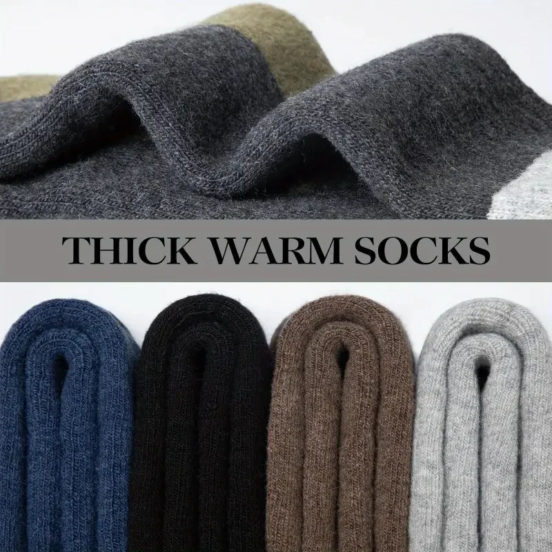 Chaussettes d'hiver en laine mérinos pour hommes et femmes, épaisses, chaudes, évacuant l'humidité, de randonnée, thermiques, respirantes, durables, pour cyclisme en plein air - pas cher - livraison - Miniature 5