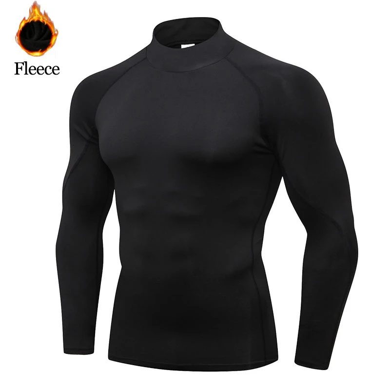 Sous - vêtements thermiques hauts hommes vêtements d'hiver chemise thermique automne hommes collants d'hiver col haut mince coupe ajustée T - shirt à manches longues - Miniature 2