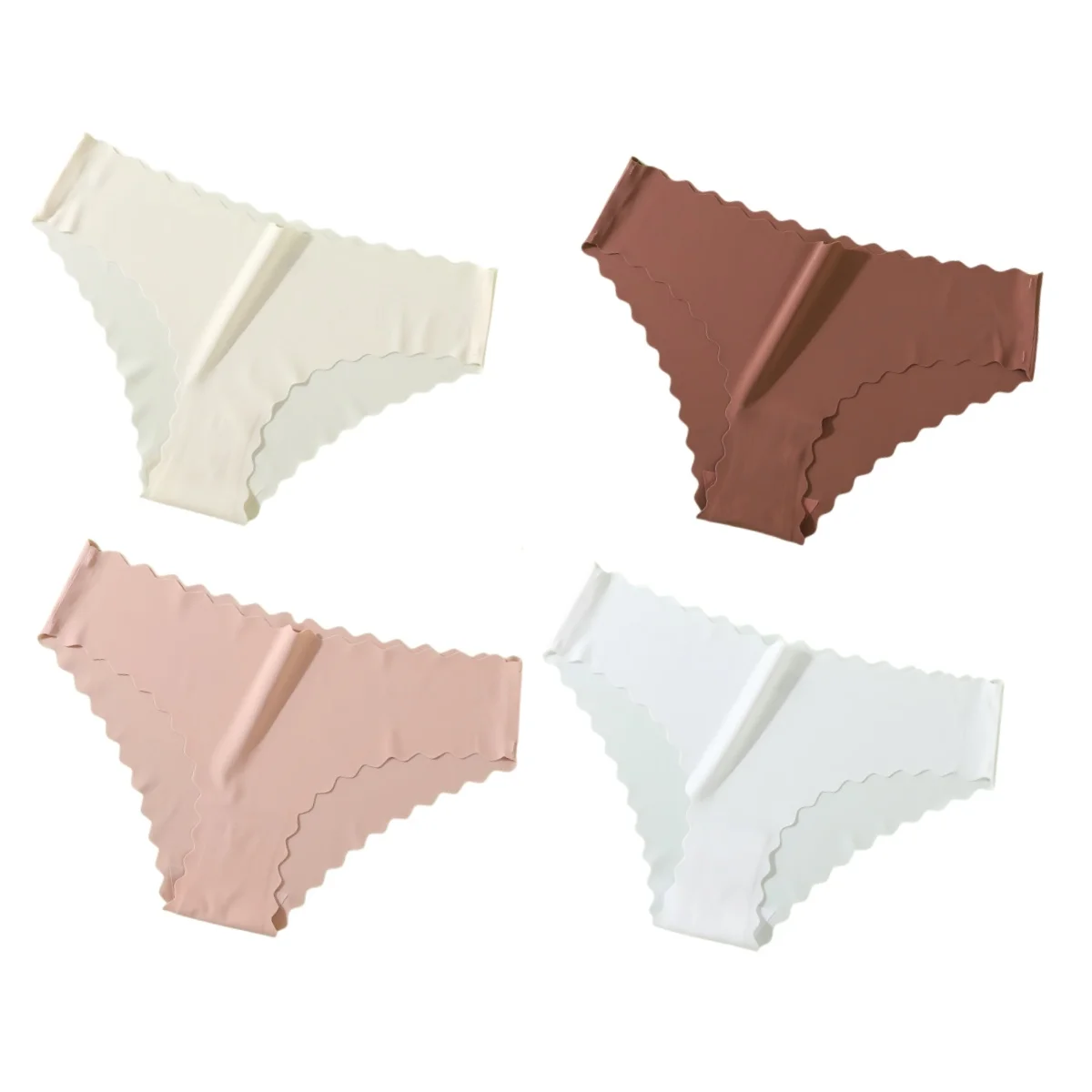 4 pièces/ensemble culottes classiques femmes taille basse slips femme sous - vêtements couleur unie culotte en soie glacée Lingerie Sexy XS - XL - Miniature 17