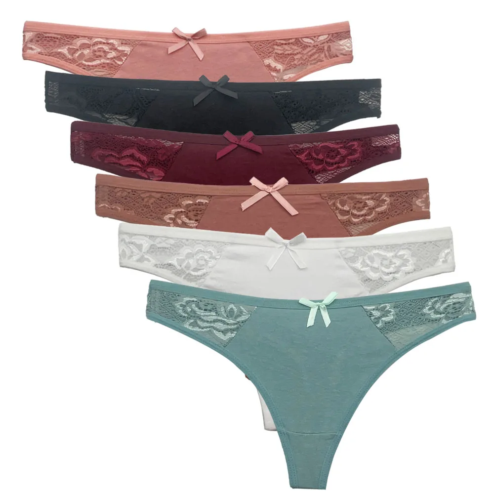 5 pièces/ensemble femmes coton tongs culottes Sexy taille basse string dames Lingerie brésilienne filles respirant intimes Bikini - Miniature 23