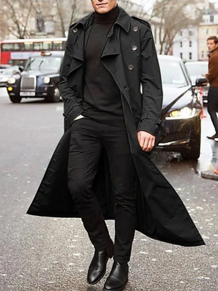 Trench - Coat fin pour hommes, Streetwear, mode, manteaux britanniques surdimensionnés de styliste, vêtements pour hommes avec épaulettes, vestes pour printemps - Miniature 7