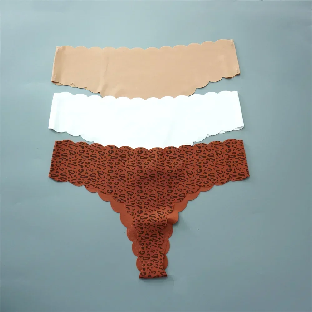 String en soie glacée pour femmes, 3 pièces/paquet, Super léger, sans couture, Lingerie Sexy, sous - vêtements, séchage rapide, culotte string, Tangas - Miniature 33