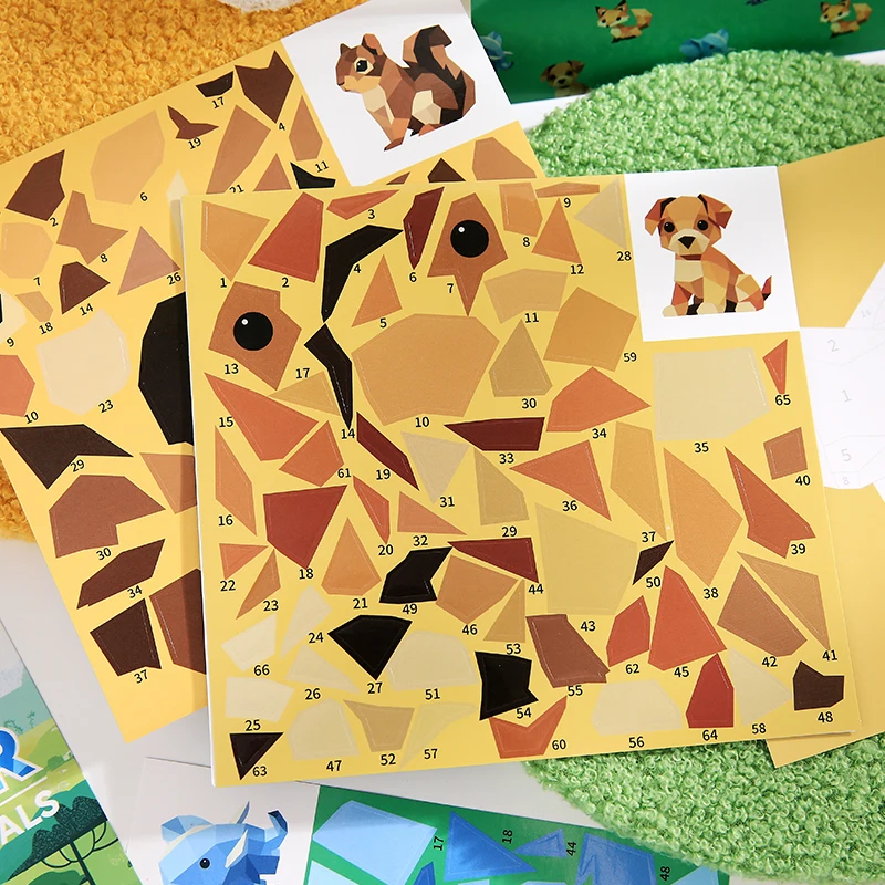 Mr Paper 12 pièces/sac autocollant livre étudiants à la main 3D géométrique Collage autocollants faciles à poser autocollants éducatifs précoces pour Journal - Miniature 3