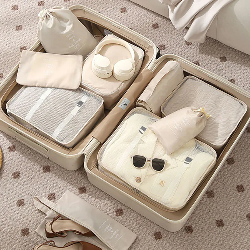 Ensemble de voyage sacs de rangement vêtements articles de toilette numériques chaussures sac de rangement dortoirs d'étudiants vêtements sacs de tri Cubes d'emballage - Miniature 2