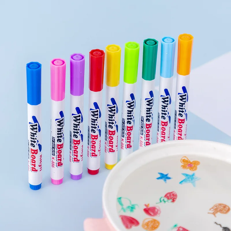 Stylo flottant à l'eau, stylos à encre magique avec cuillère, peinture à l'eau de couleur flottante, craie flottante, ensemble de dessin Graffiti artistique pour enfants - Miniature 6
