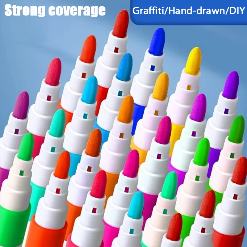 Ensemble de marqueurs à brosse acrylique avec étui Portable, ensemble de marqueurs de peinture acrylique à encre liquide pour l'art et l'artisanat de bricolage - Miniature 6