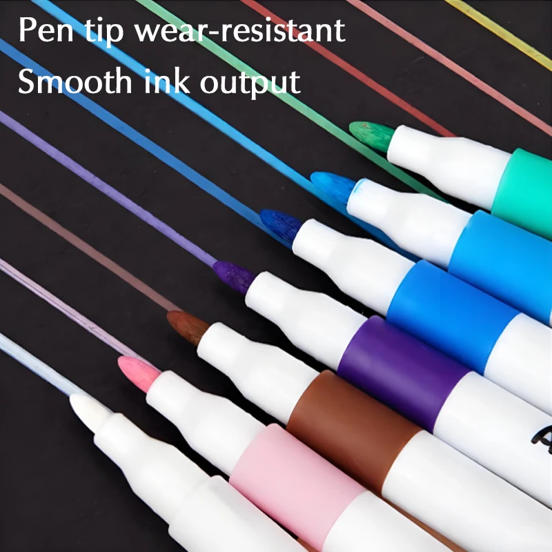 Ensemble de marqueurs à brosse acrylique avec étui Portable, ensemble de marqueurs de peinture acrylique à encre liquide pour l'art et l'artisanat de bricolage - Miniature 3