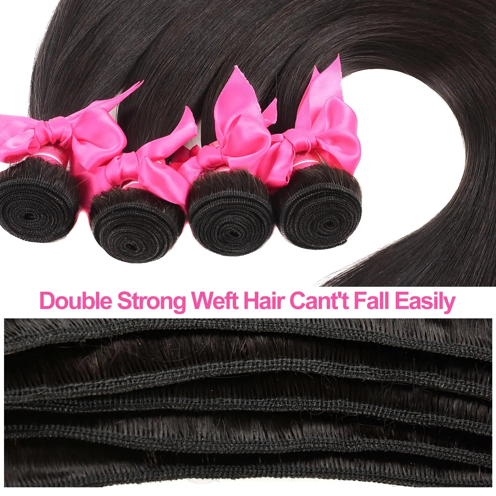Paquets droits cheveux humains 12A cheveux humains 4 paquets cheveux raides 20 22 24 26 pouces brésilien vierge affaire Extensions de cheveux humains - Miniature 4