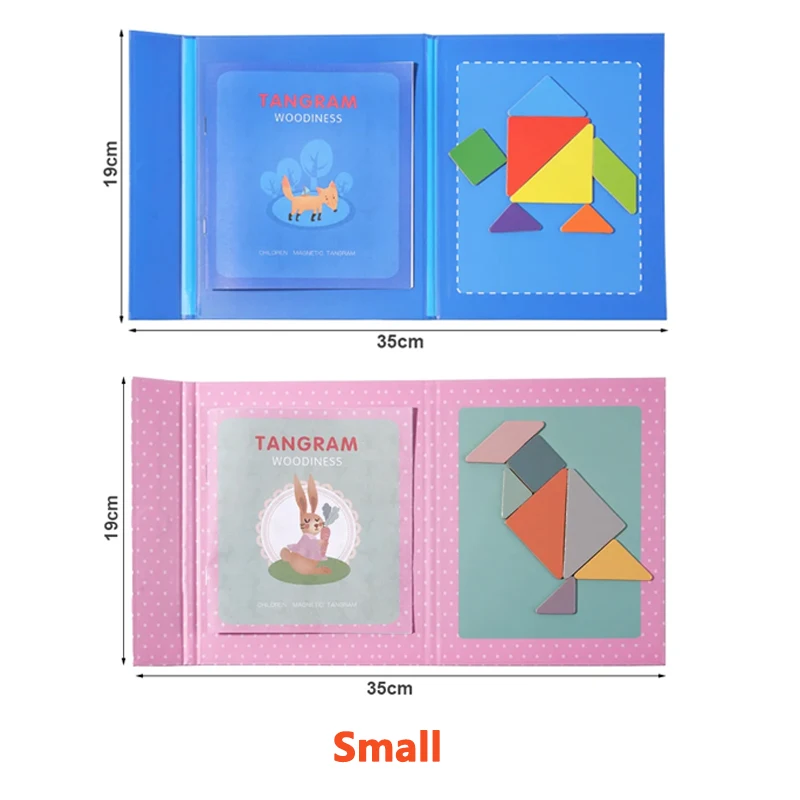 Puzzle en bois Tangram magnétique, livre, jouets éducatifs pour enfants, bébé enfant, Portable, apprentissage de l'intelligence Montessori - Miniature 8