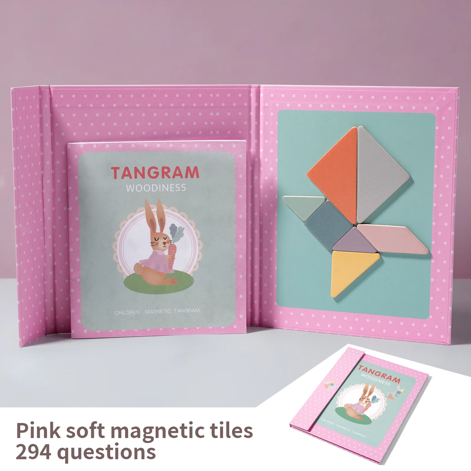 Puzzle en bois Tangram magnétique, livre, jouets éducatifs pour enfants, bébé enfant, Portable, apprentissage de l'intelligence Montessori - Miniature 13