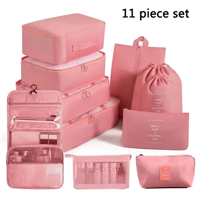 Ensemble de voyage sacs de rangement vêtements articles de toilette numériques chaussures sac de rangement dortoirs d'étudiants vêtements sacs de tri Cubes d'emballage - Miniature 9