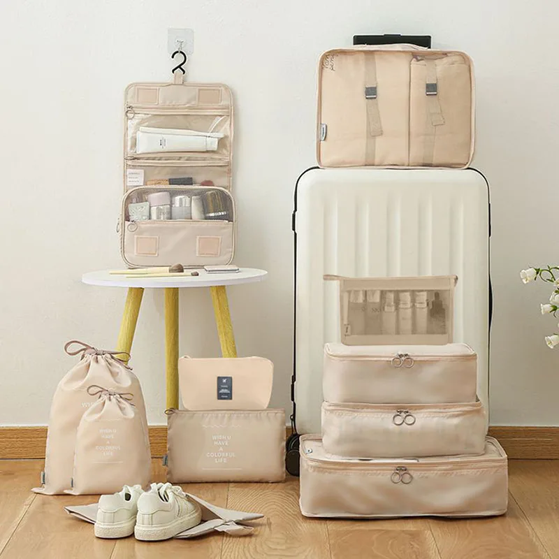 Ensemble de voyage sacs de rangement vêtements articles de toilette numériques chaussures sac de rangement dortoirs d'étudiants vêtements sacs de tri Cubes d'emballage - Miniature 4