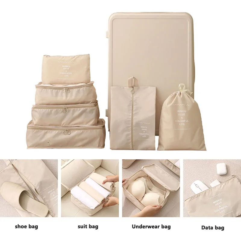 Ensemble de voyage sacs de rangement vêtements articles de toilette numériques chaussures sac de rangement dortoirs d'étudiants vêtements sacs de tri Cubes d'emballage - Miniature 5